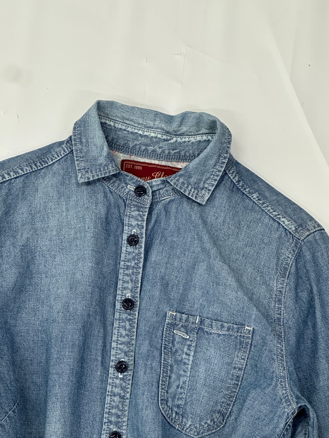 핀터깔 워싱 데님 셔츠 일본 빈티지 그런지 히피 하구미  상품이미지4