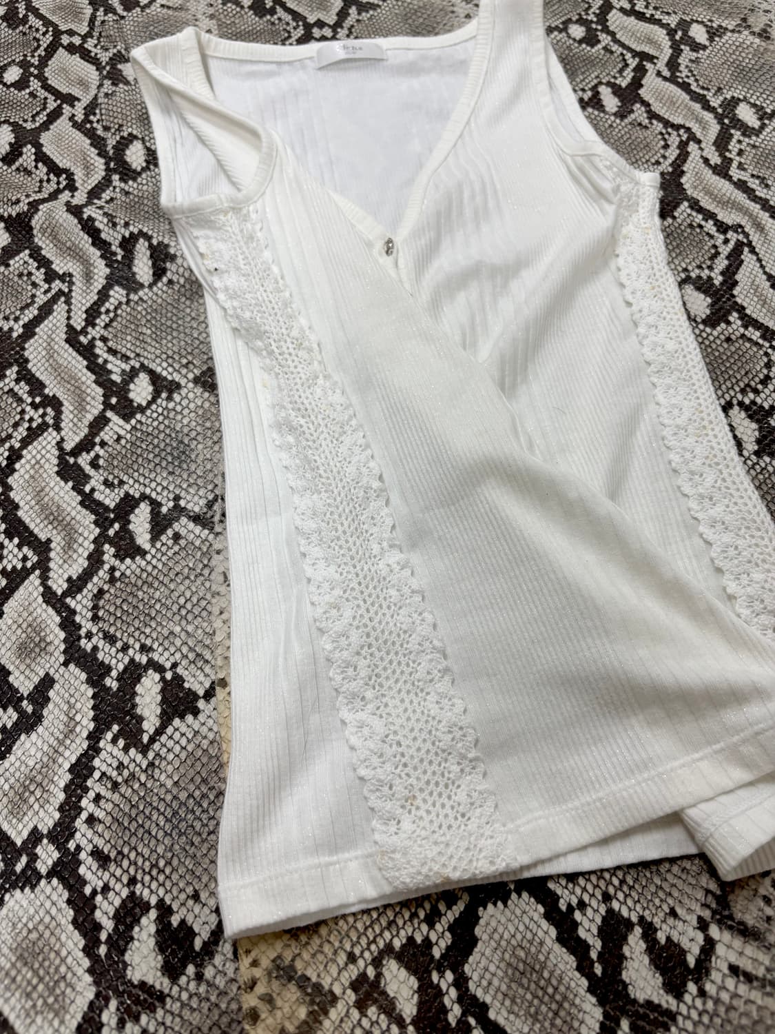 “Vintage” White Lace Detail Slim Fit Sle 상품이미지2