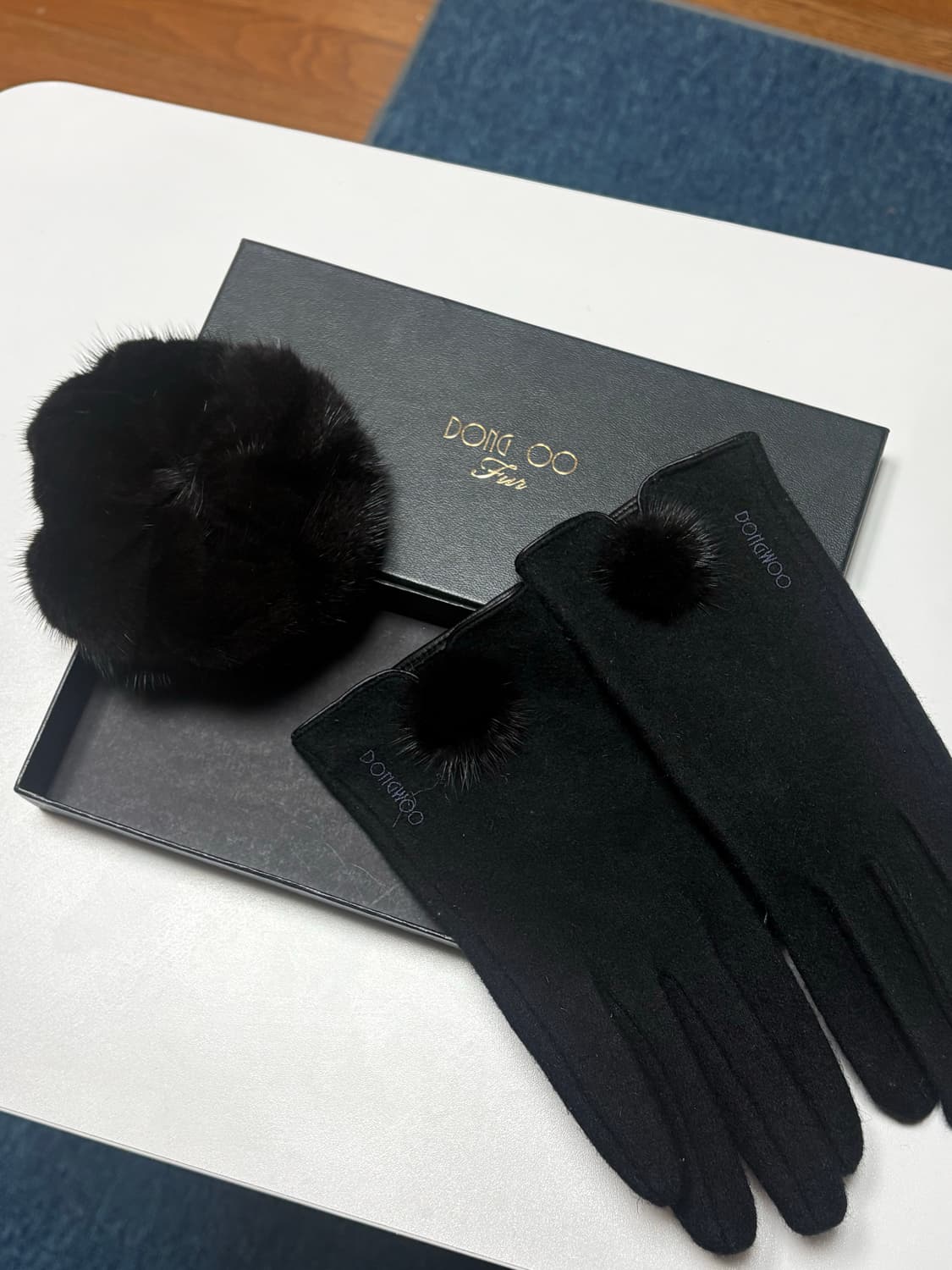 동우모피 모직장갑 + 밍크 머리끈 상품이미지1