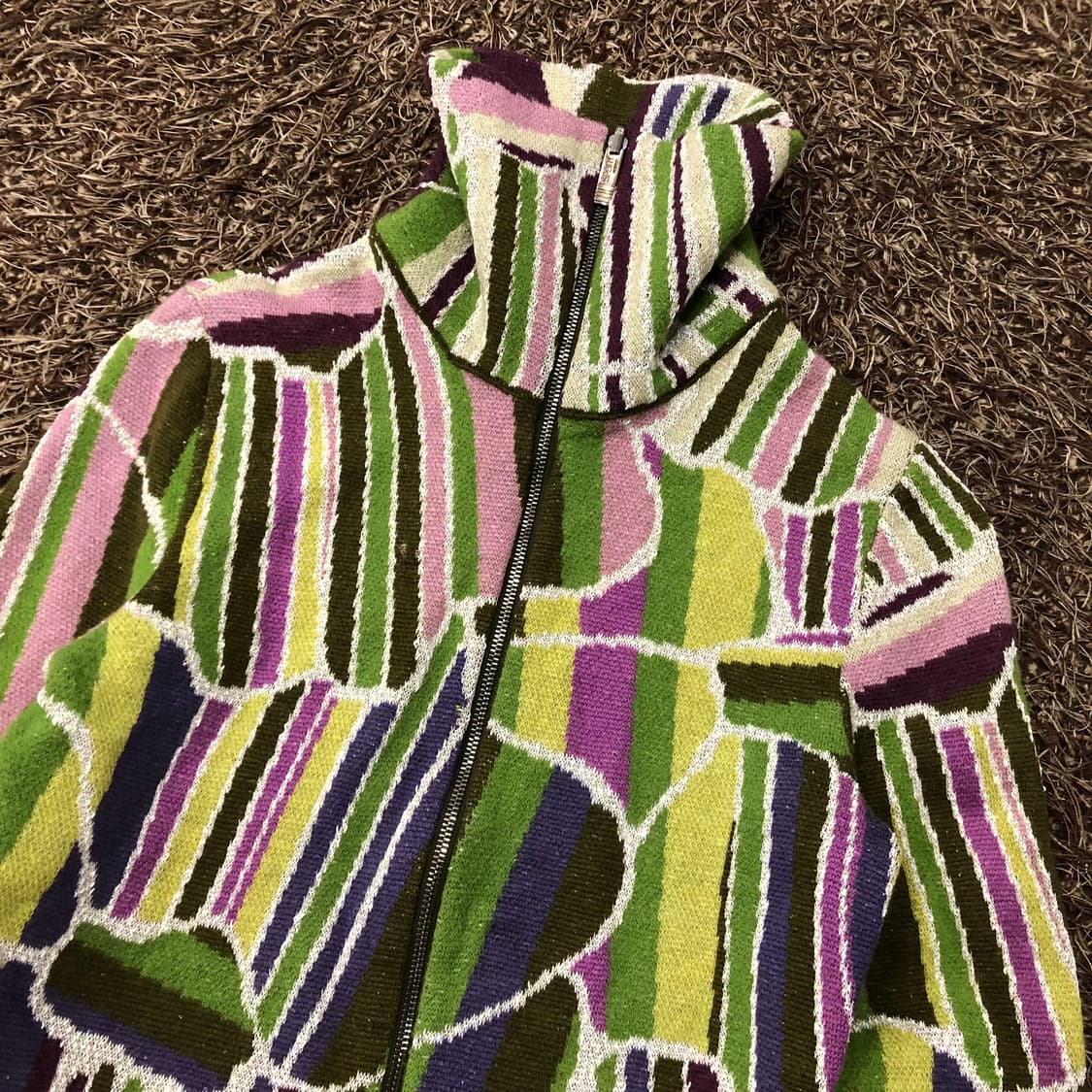 미쏘니 하이넥 멀티컬러 니트 집업 자켓 상품이미지2