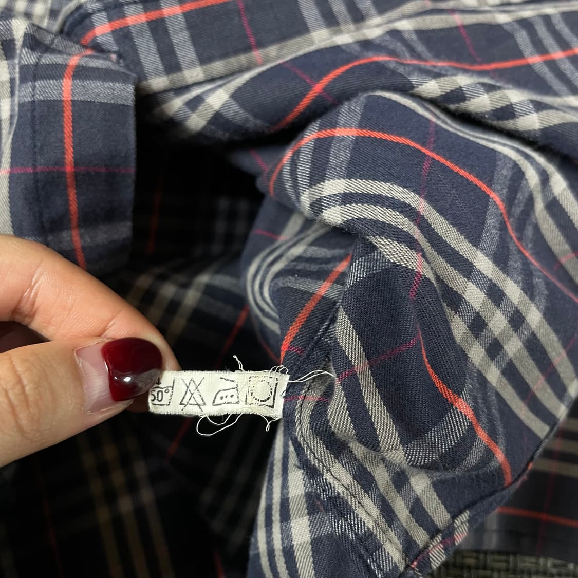 버버리 네이비 멀티 체크 긴팔 셔츠 S 상품이미지6