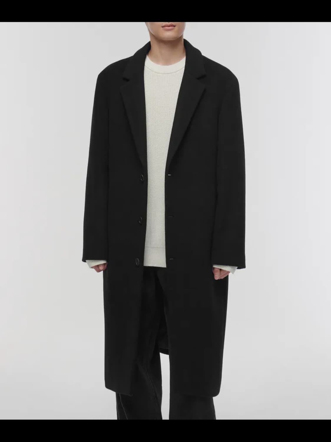 캐시미어 블렌드 오버사이즈 싱글 코트 [블랙] 무신사 스탠다드 상품이미지2