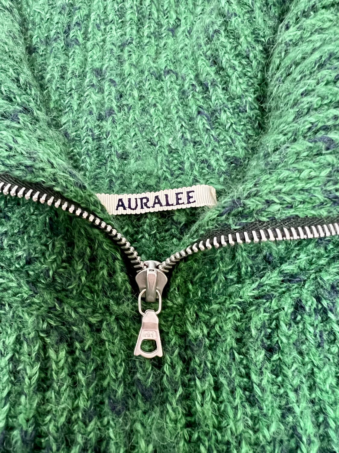 AURALEE 울 베이비 알파카 그린 니트 집업 상품이미지2