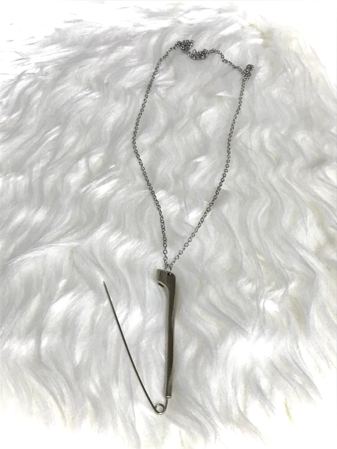 유니크 옷핀 써지컬스틸 체인 목걸이 상품이미지2