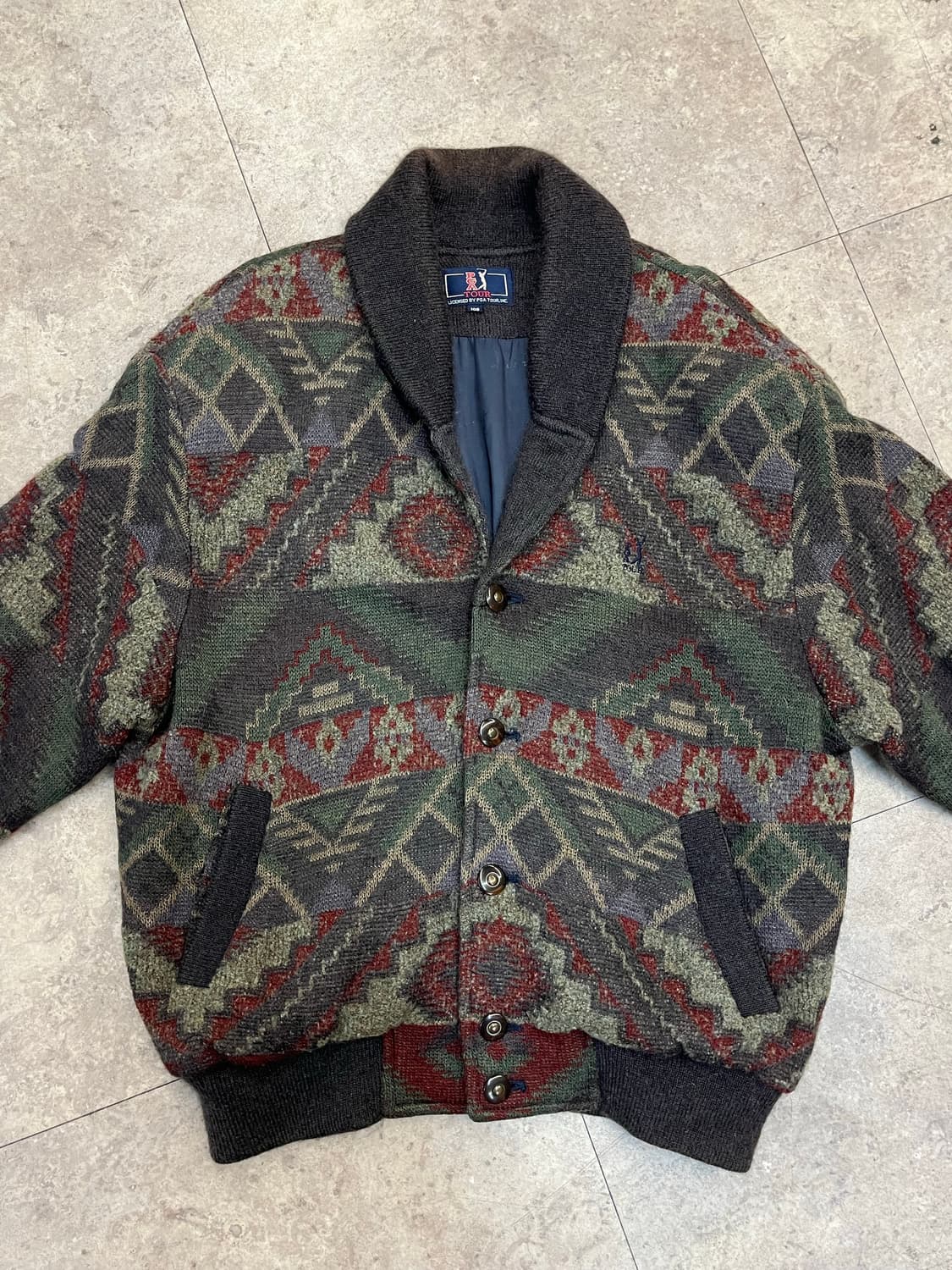 PGA 투어 패턴 가디건 브라운 100 #csz2749 상품이미지5