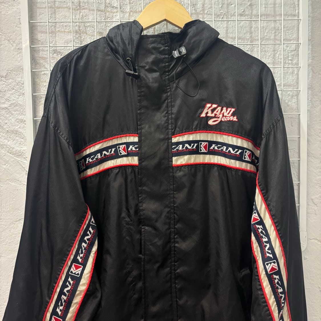 90s 칼카니 올드스쿨 빅 로고 사이드라인 블랙 바람막이 자켓 XL 상품이미지3