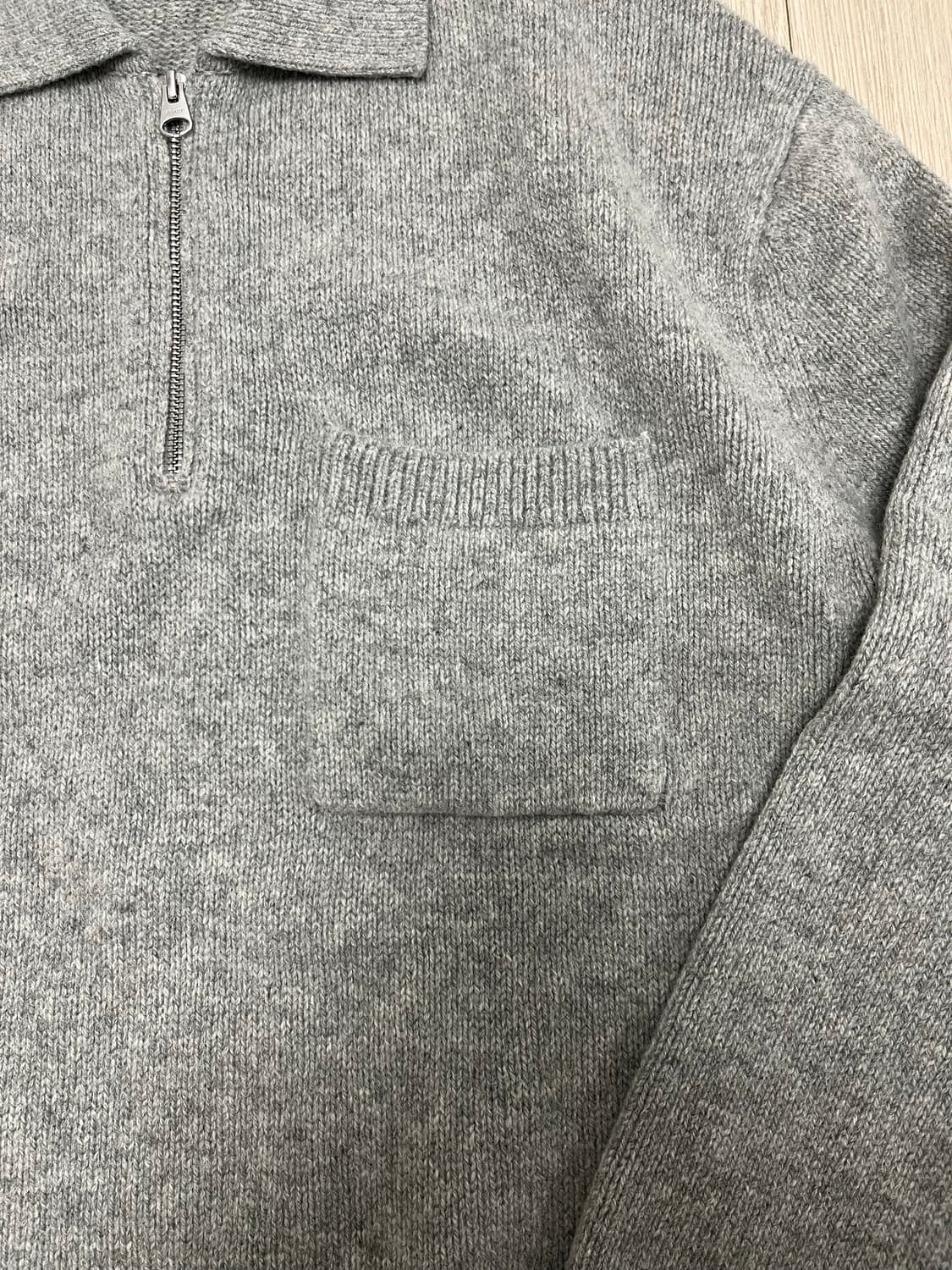 [L]아르켓 그레이 하프넥 집업 니트 상품이미지3