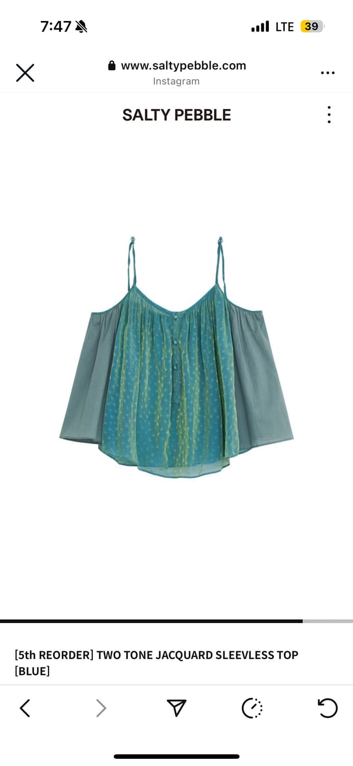 Salty pebble 투톤 자카드 슬리브리스 블루 상품이미지6