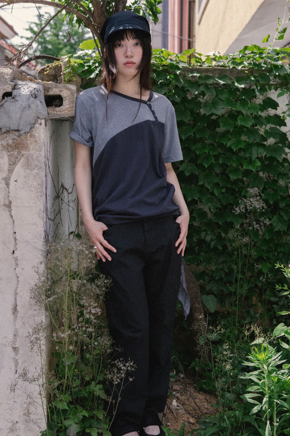 해칭룸 Scarf Tee Blue Charcoal 상품이미지2