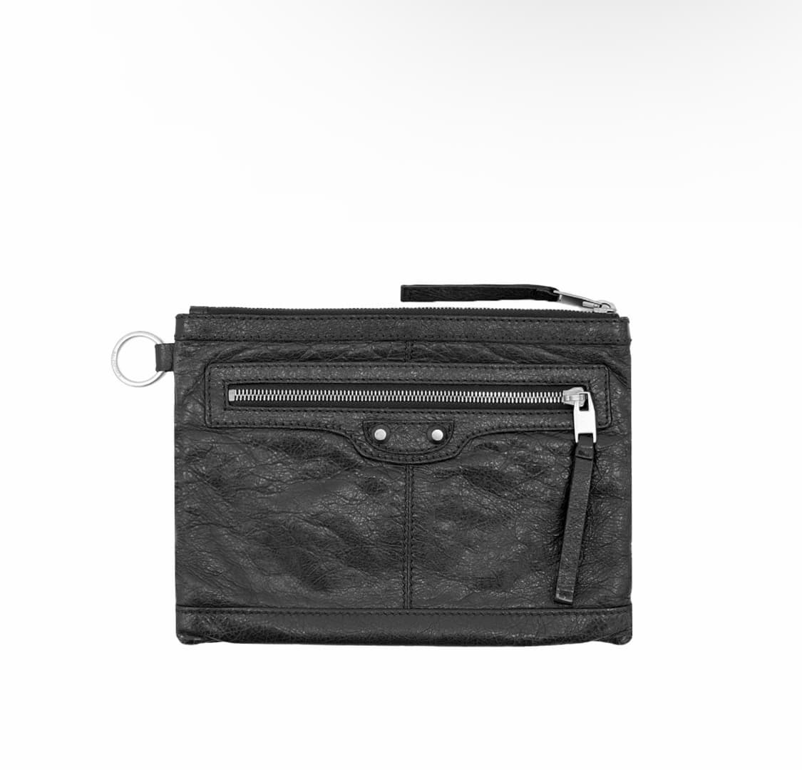 [S] 발렌시아가 모터 시티 클래식 클립 레더 클러치 파우치 스몰 블랙 상품이미지1