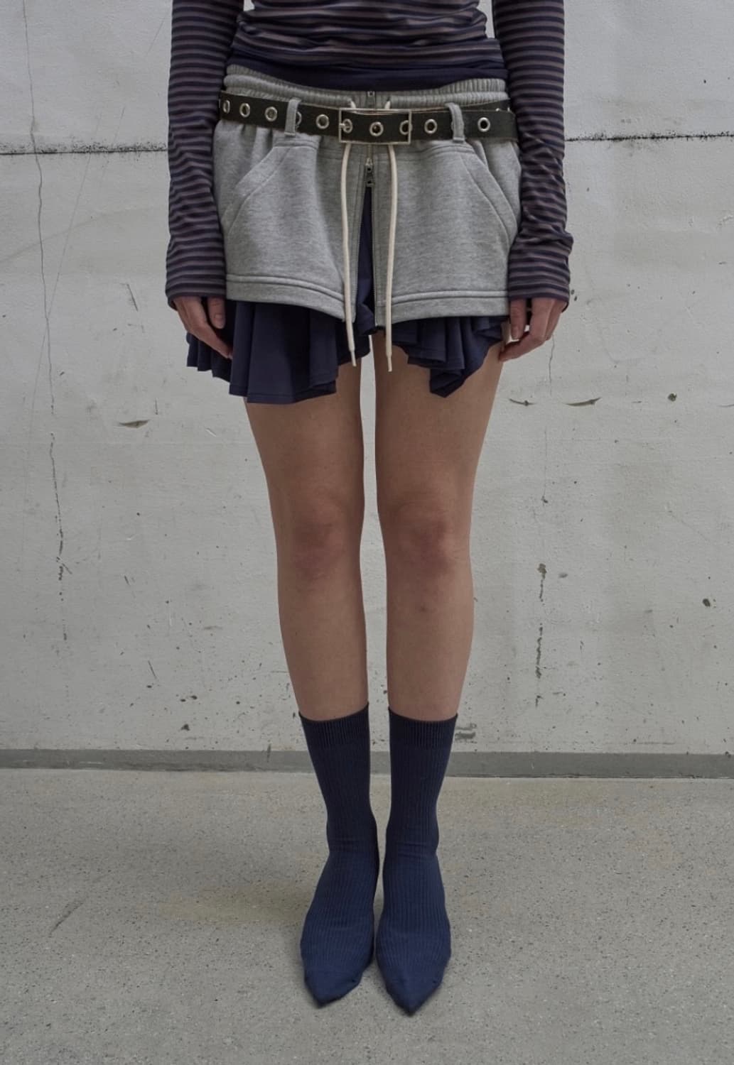 LCDC TM 레이어드 집업 스커트 그레이 스몰 사이즈 상품이미지2