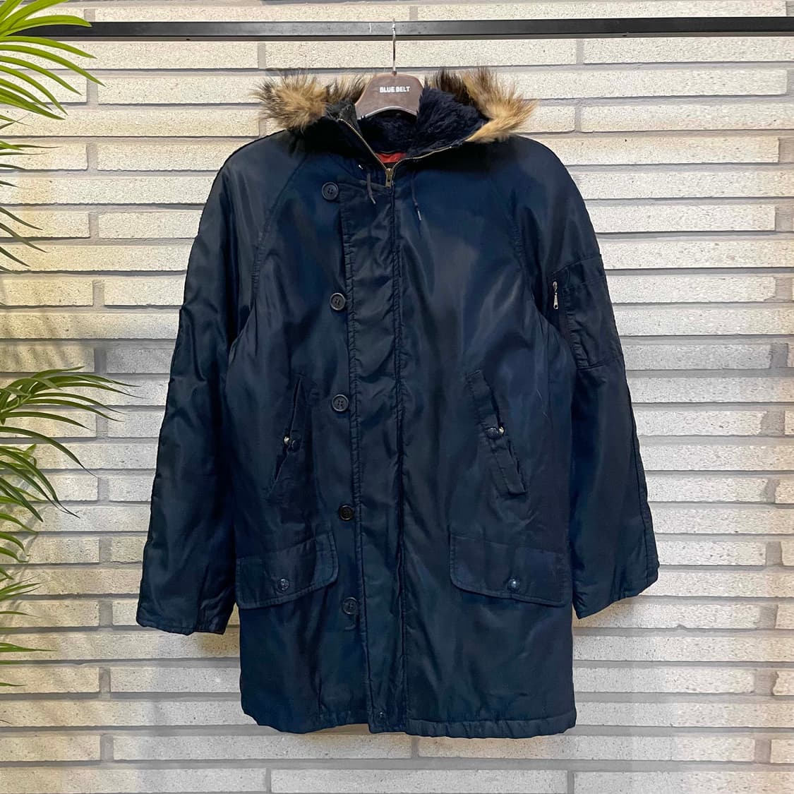 퍼후드 패딩 파카 자켓 멀티포켓 스트링 디테일 네이비 상품이미지2