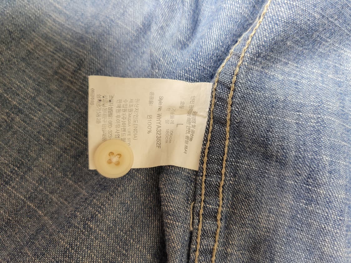 후아유 WHO.A.U 남자 웨스턴 데님 셔츠 L 블루 상품이미지10