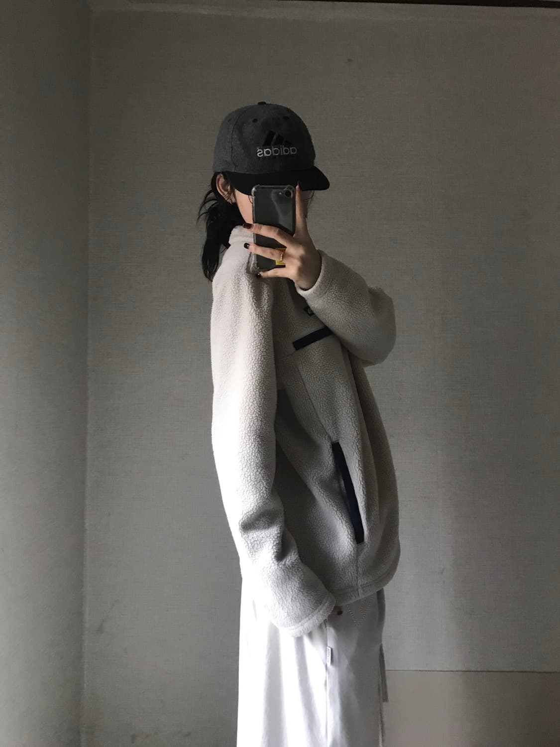 노페 아이보리 버튼 후리스 탑 상품이미지5