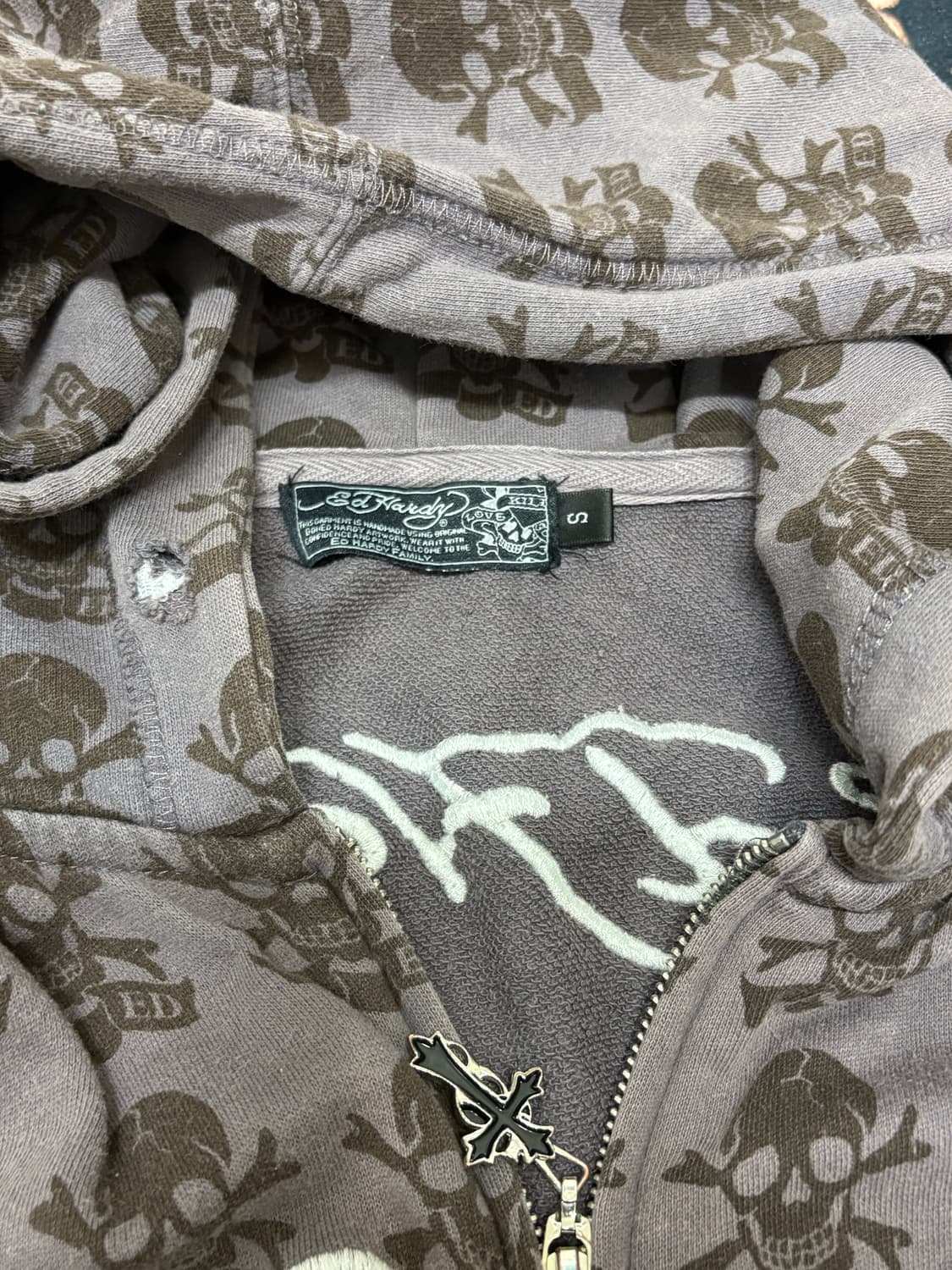 ed hardy 에드하디 해골 프린팅 후드집업 상품이미지3