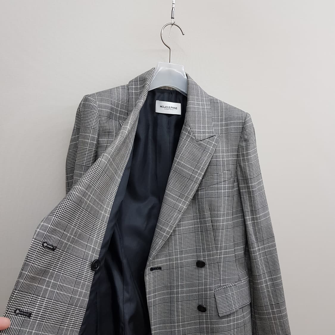 모조에스핀 클래식 체크 더블 블레이저 55사이즈 상품이미지6