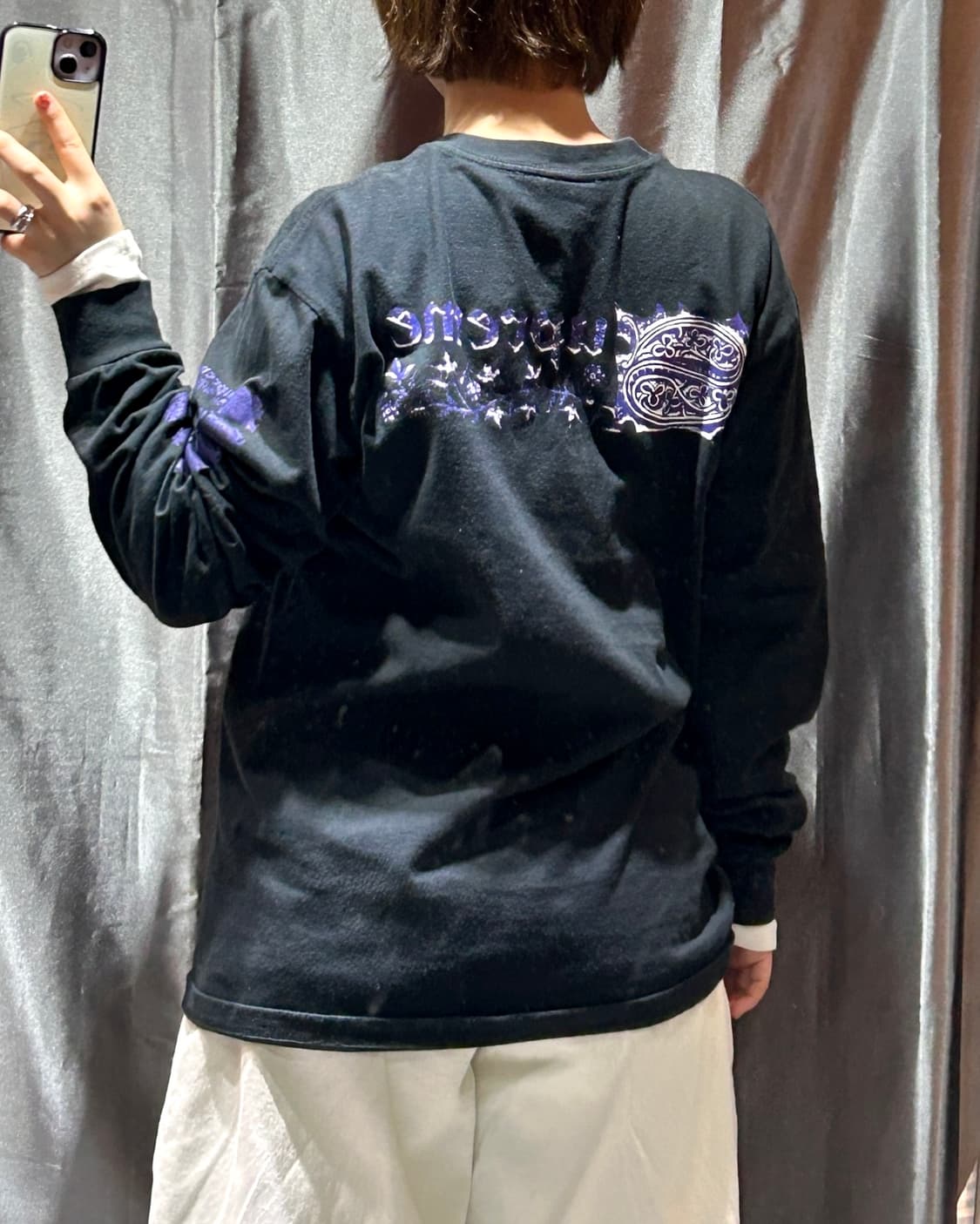 M 슈프림 스펠링 빅로고 퍼플 프린팅 롱슬리브 상품이미지2