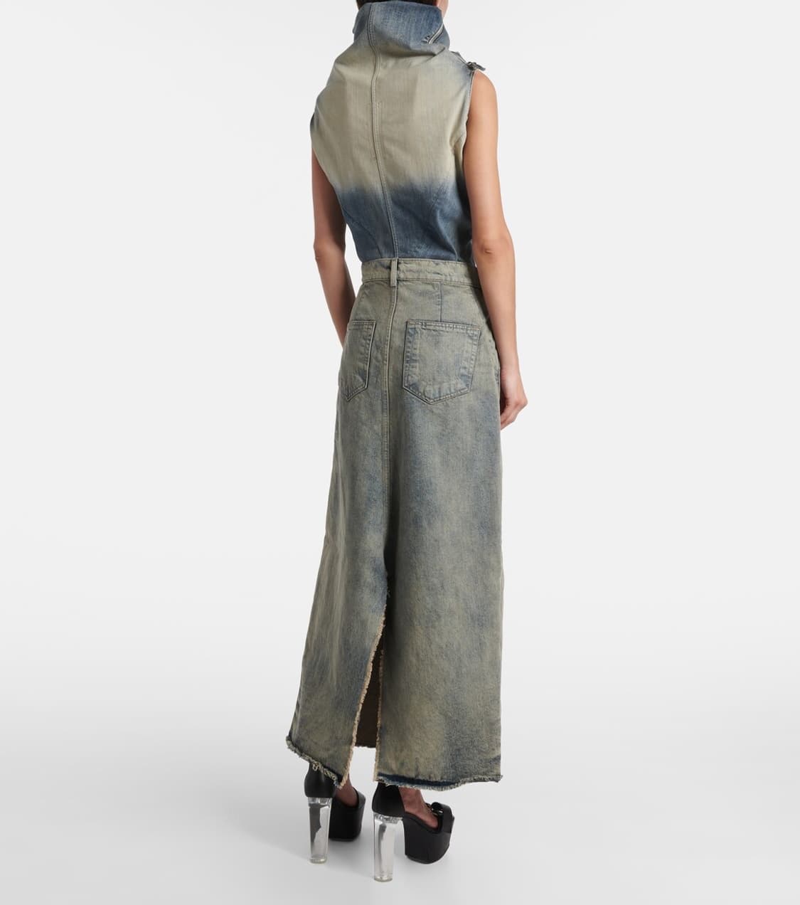 [26,27,28]릭오웬스 디스트레스 맥시 데님 스커트 상품이미지3