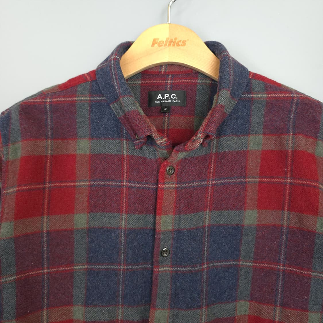 남성용 아페쎄 A.P.C. 울 혼방 체크셔츠 S 상품이미지3