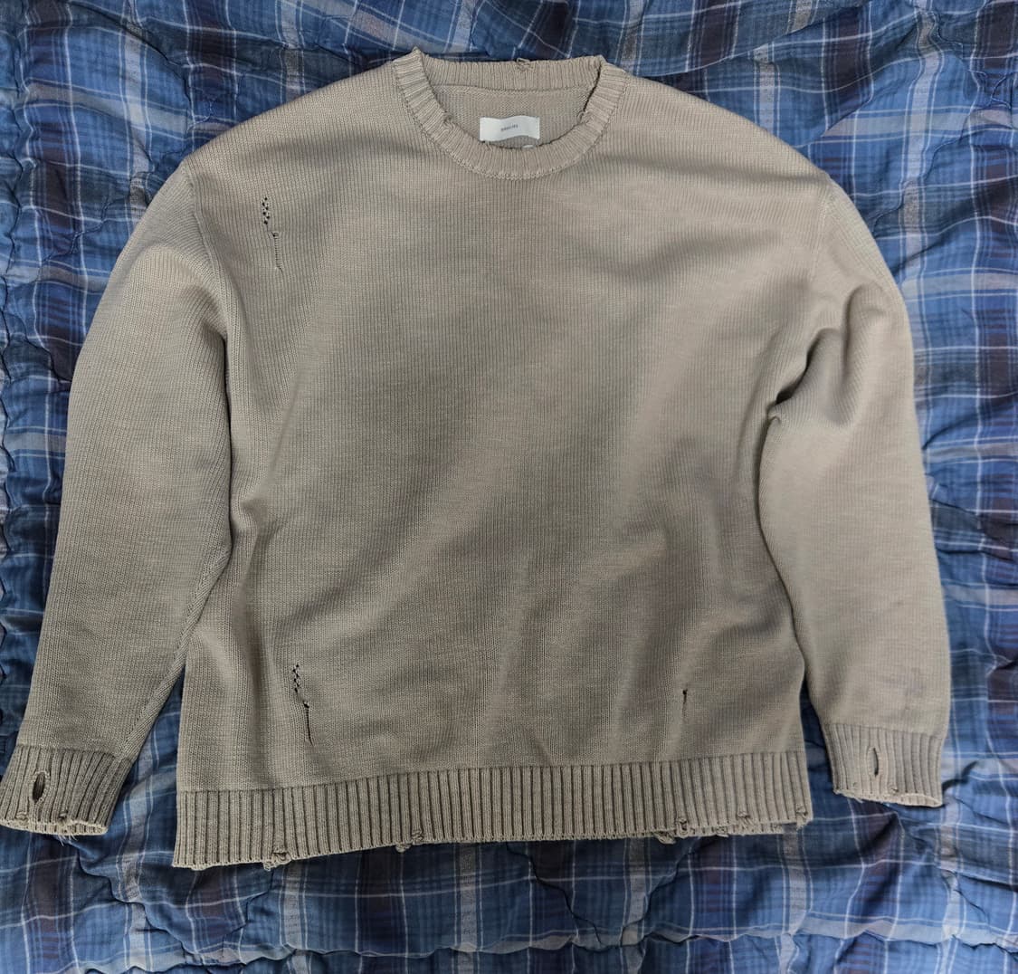 아워셀브스 워시드 코튼 데미지 니트 빈티지 모카 3사이즈 판매합니다. 상품이미지2