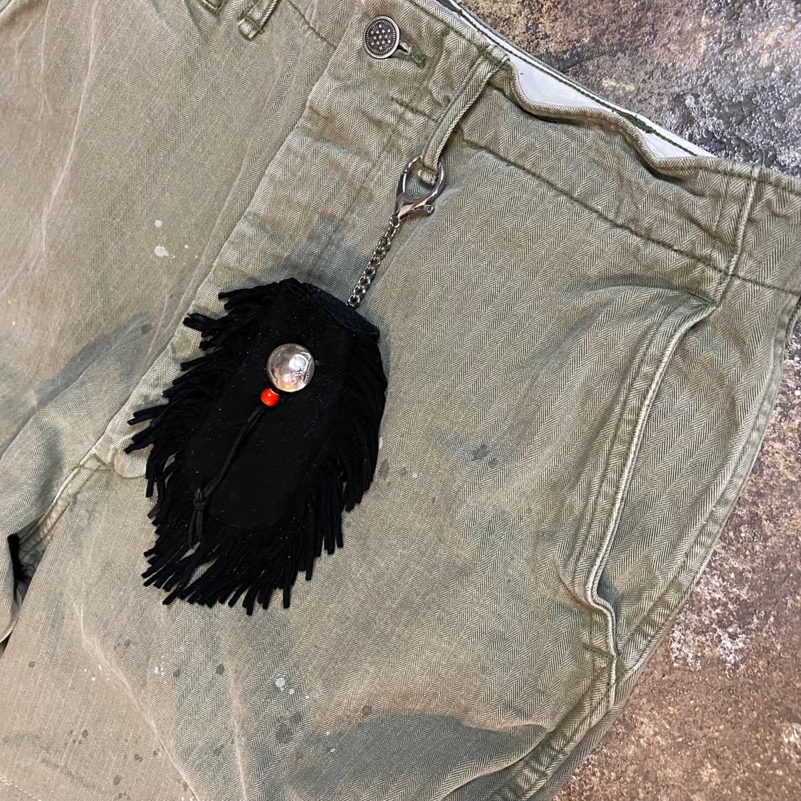 사슴가죽 스웨이드 프린지 키링 파우치 상품이미지5