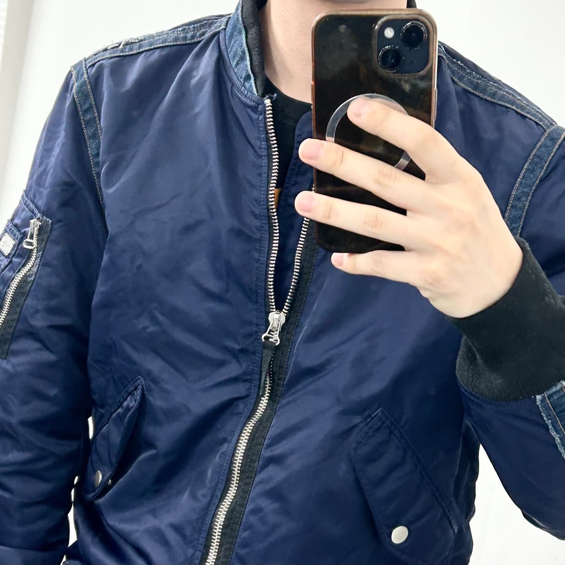 디젤 아카이브 데님 트리밍 나일론 MA-1 자켓 상품이미지4