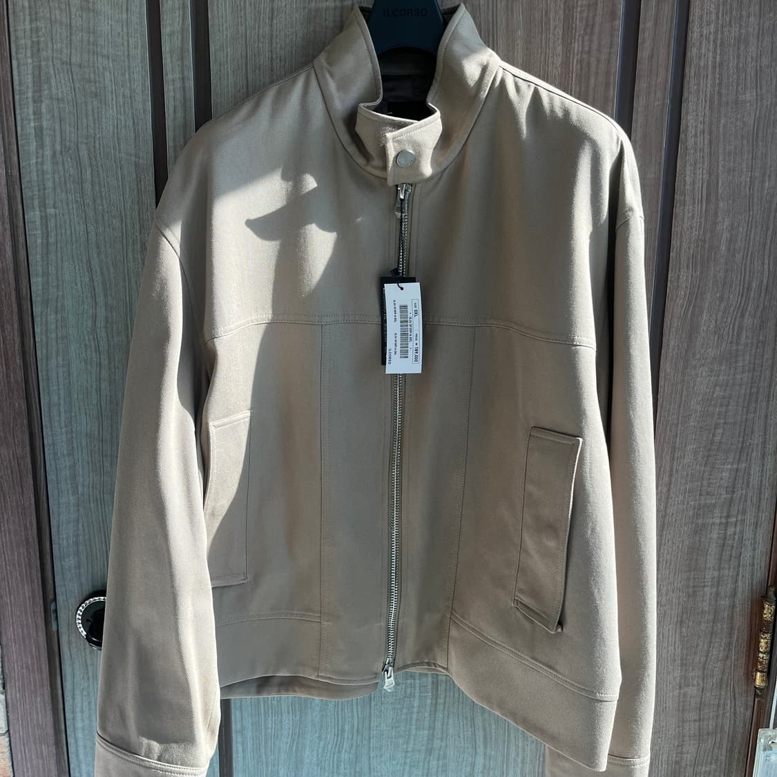 새상품(XL)일꼬르소 페일베이지 미니멀 하이넥 크롭 블루종 점퍼 상품이미지5