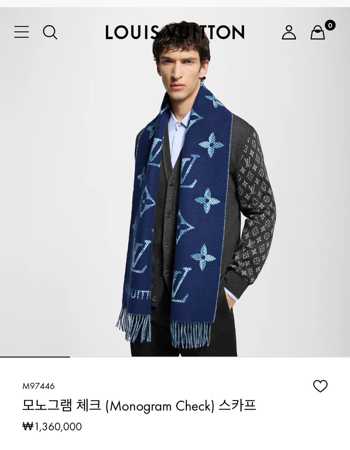 루이비통 모노그램 스카프(블루) 상품이미지1