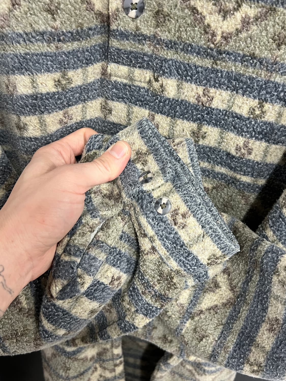 Vintage 빈티지 기하학 나바호 패턴 플리스 반집업 상품이미지4