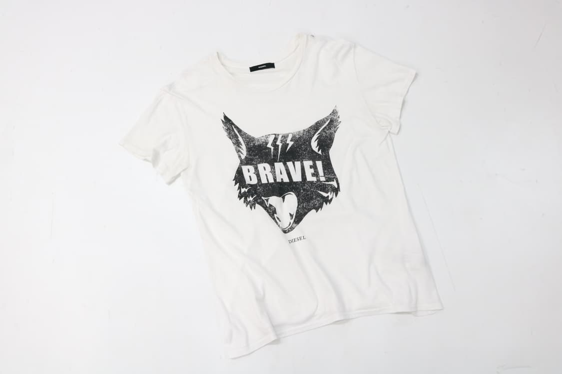 DIESEL 디젤 빈티지 울프 그래픽 화이트 반팔티셔츠 (M) 상품이미지2