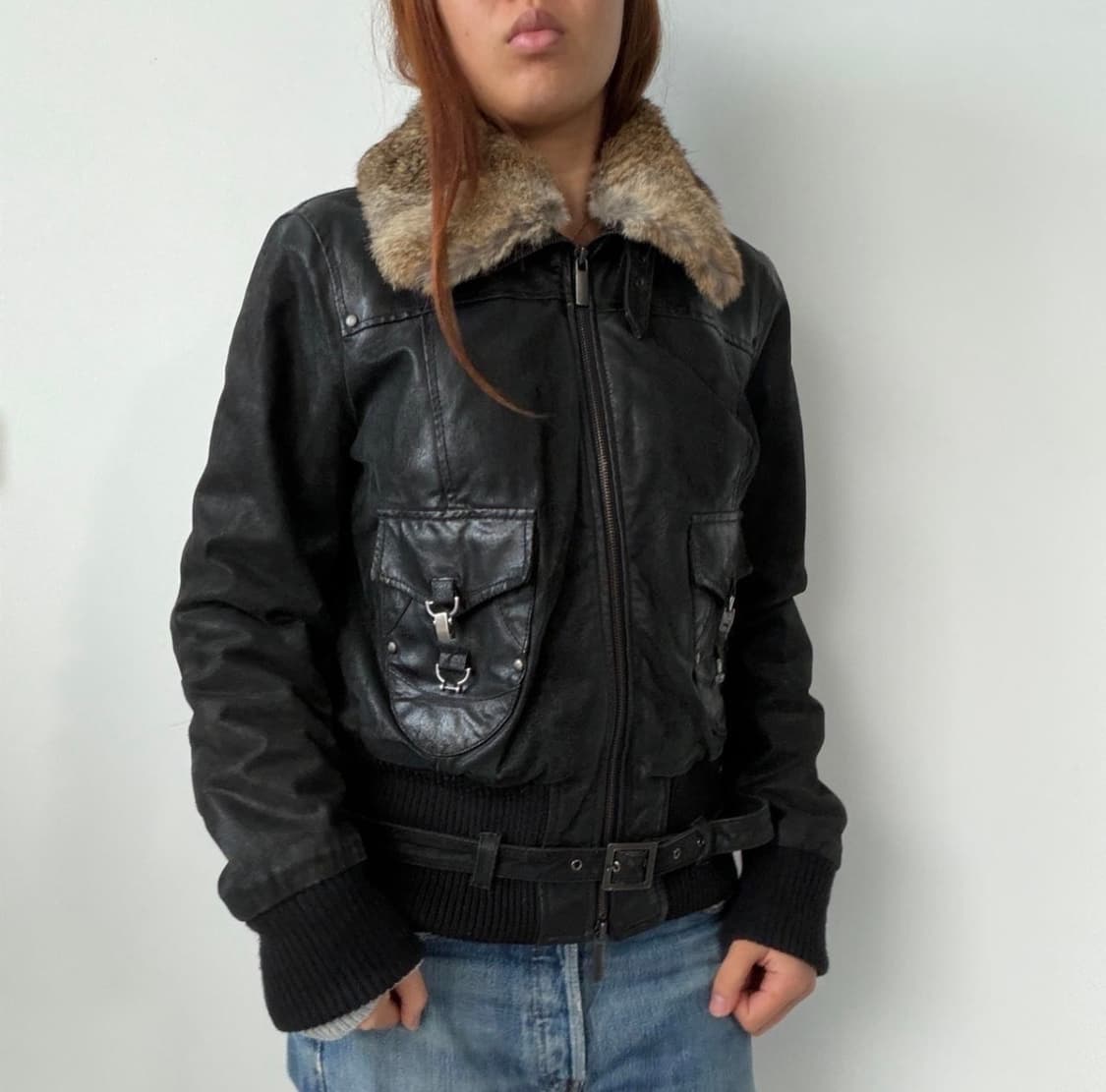 Vintage leather fur jacket 상품이미지4