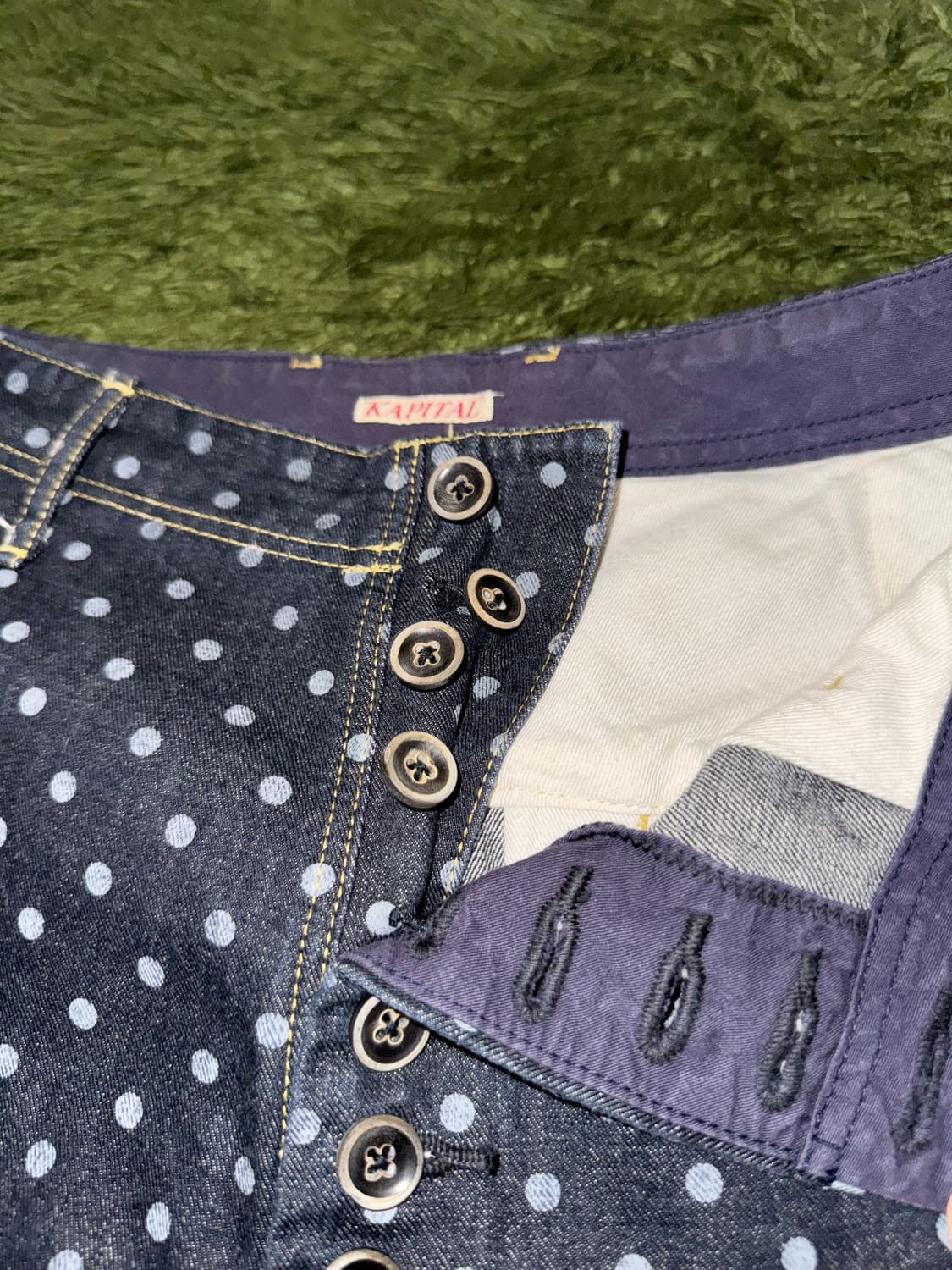 [2] KAPITAL 캐피탈 도트 패턴 버튼 플라이 데님 팬츠 상품이미지5