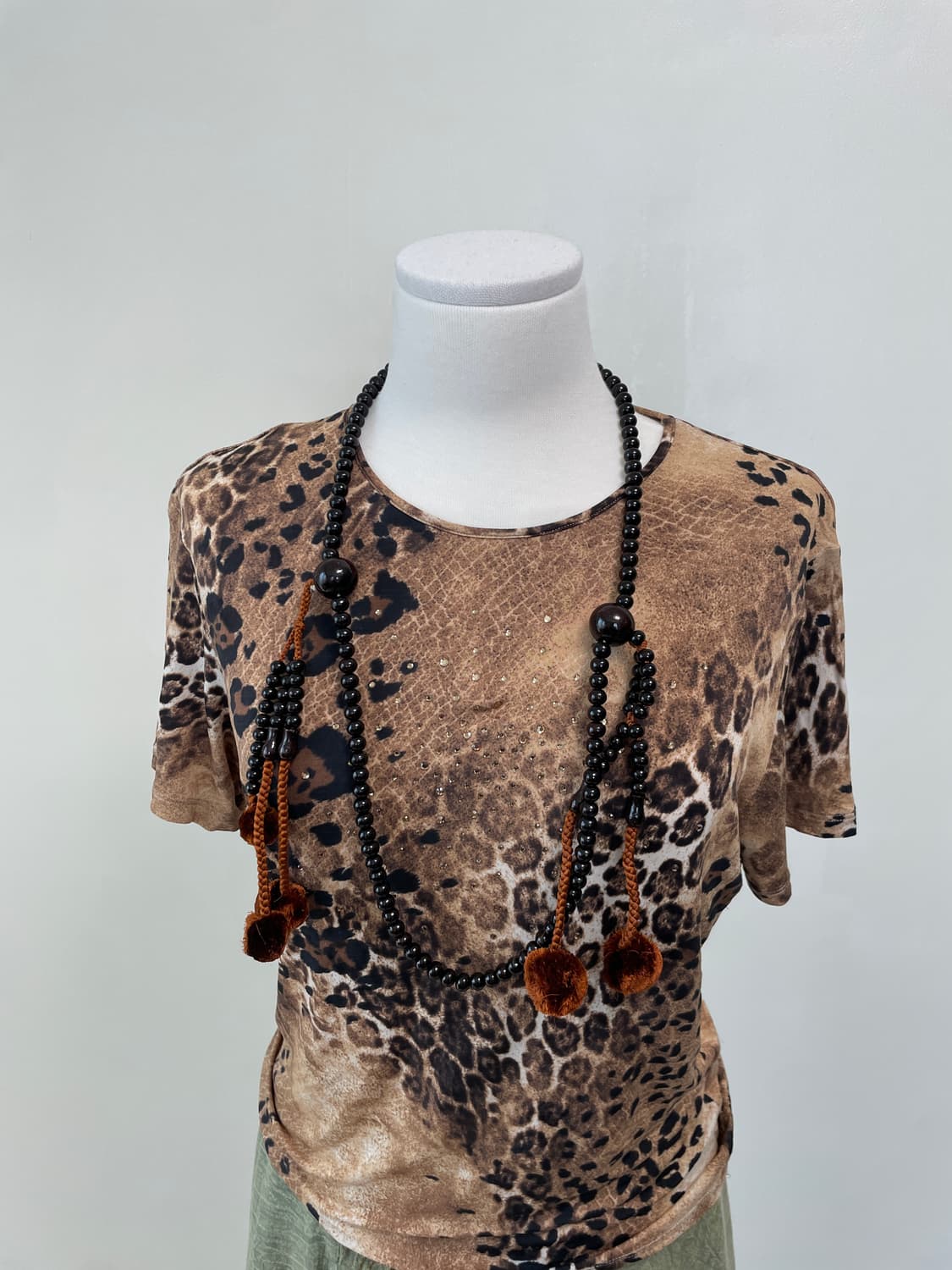 블랙 오닉스 비드 태슬 에스닉 네크리스 J03877 상품이미지2