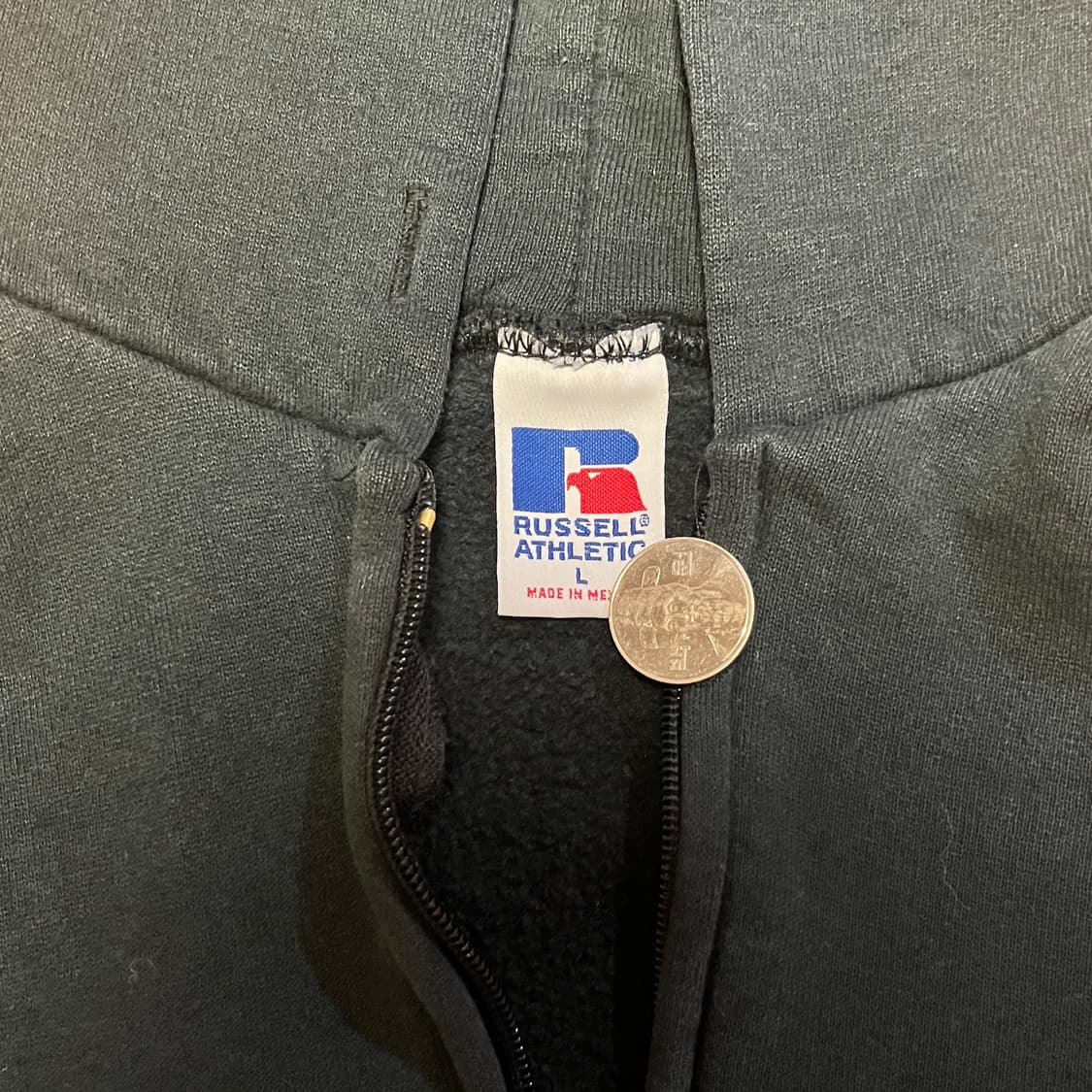[L] 90s 빈티지 러셀 후드집업 블랙 상품이미지4