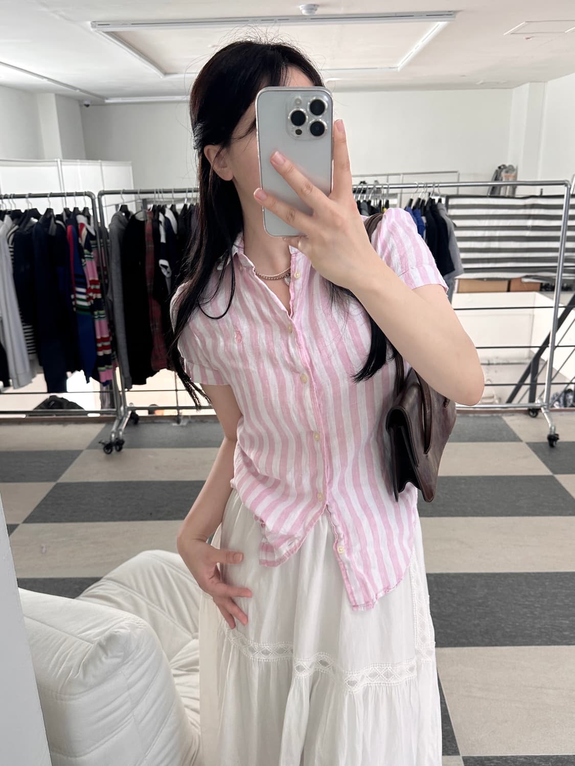 폴로 랄프로렌 연핑크 스트라이프 린넨 셔츠  상품이미지2