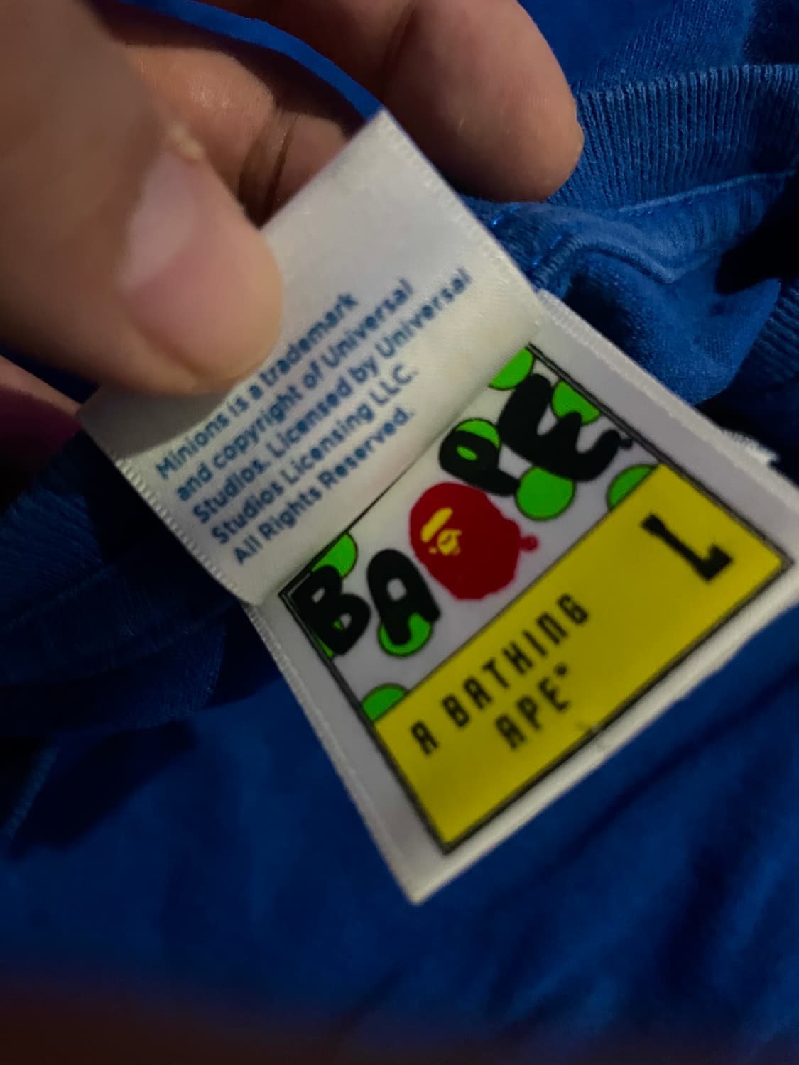 베이프 X 미니언즈 콜라보 마일로 티셔츠 L 국내매장 상품이미지7