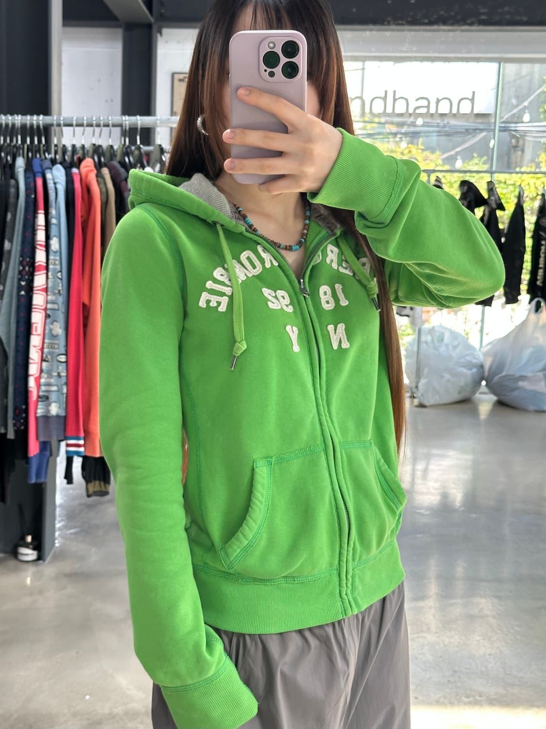 아베크롬비 후드집업 그린 상품이미지4