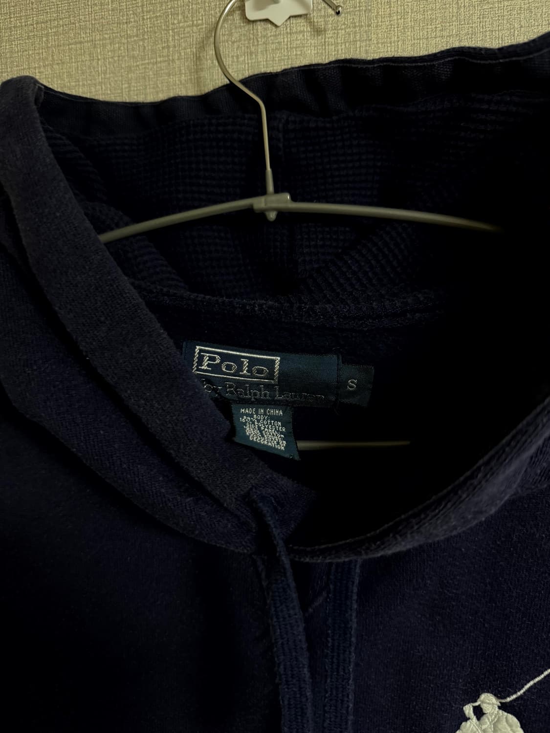 대장급 폴로 랄프로렌 00s 빅포니로고 네이비 써멀 후드티 상품이미지4