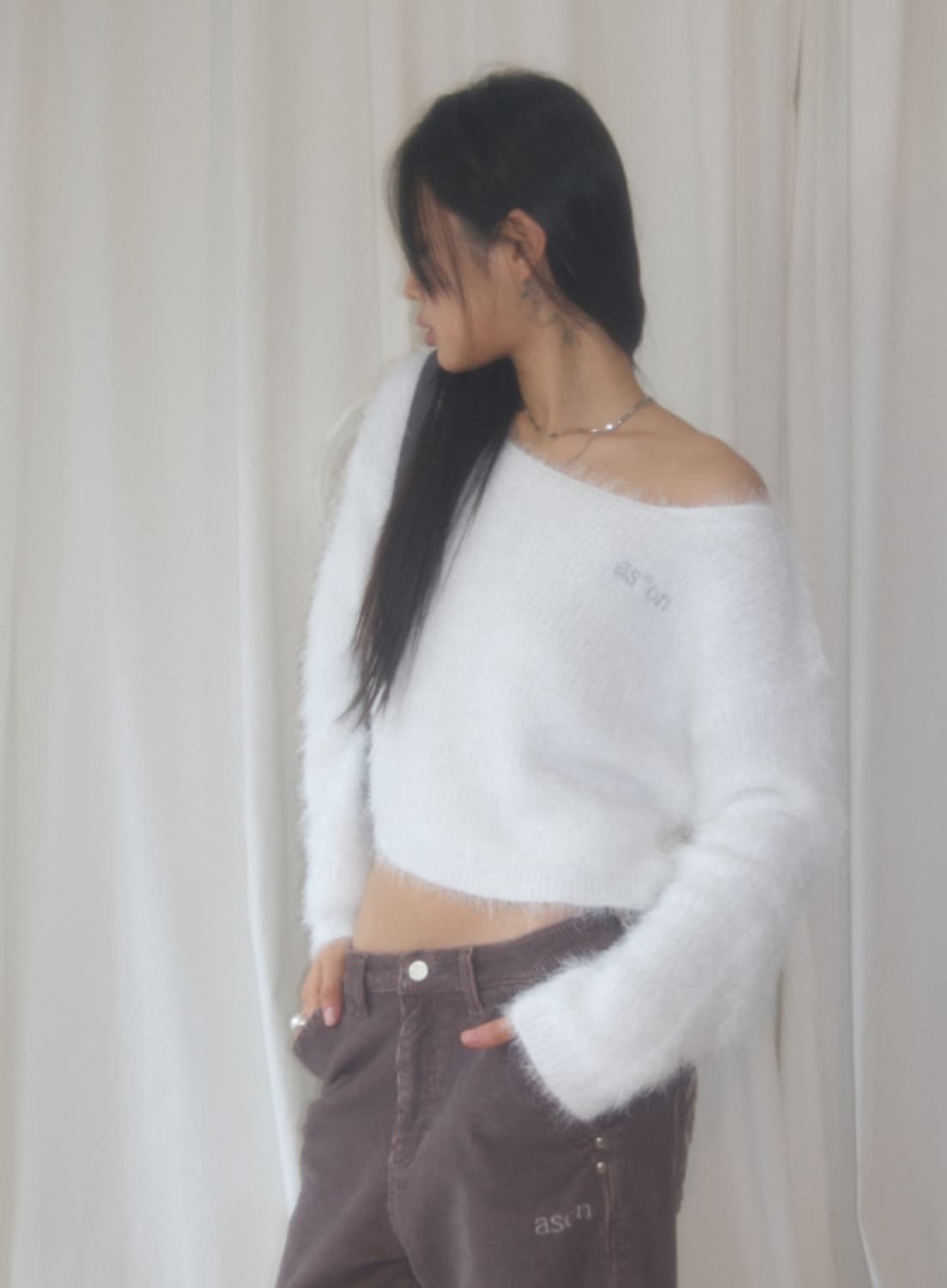 애즈온 merry knit 화이트 앙고라 니트 양도 상품이미지2