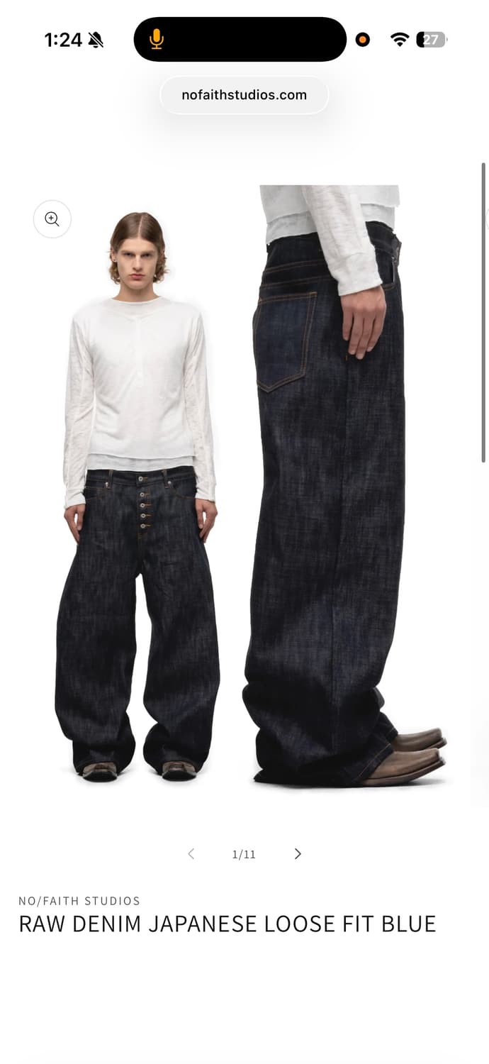 Nofaithstudios 재패니즈 루즈핏 데님 블루 m 상품이미지4