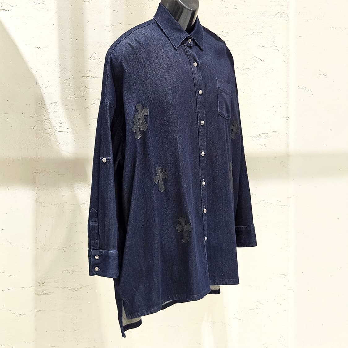 [S] 크롬하츠 레더패치 인디고데님 셔츠 B1213C173 상품이미지2