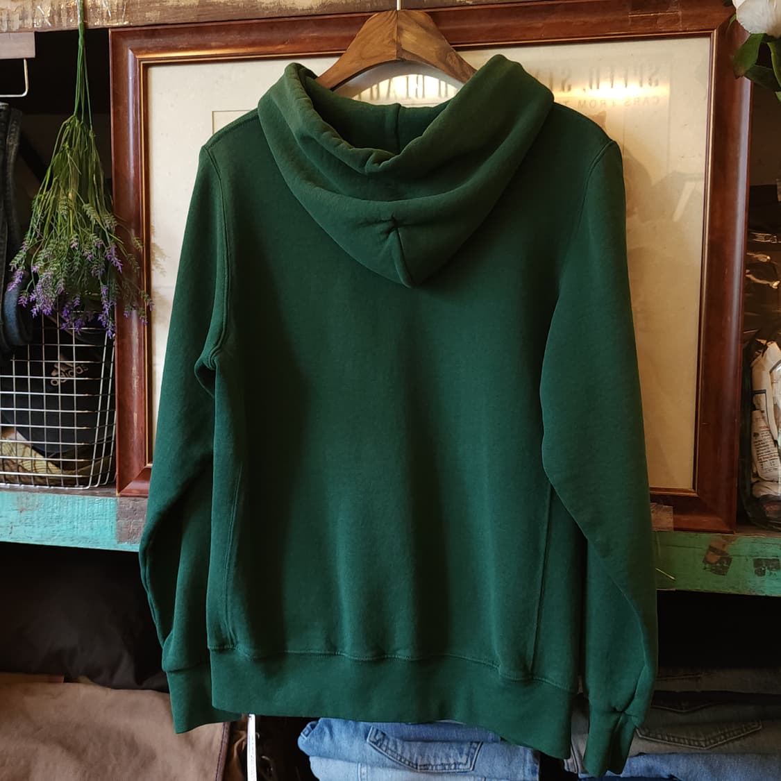 90s 러셀 후드 스웻셔츠 블랭크 오리지널 빈티지 후드 그린 S 상품이미지2
