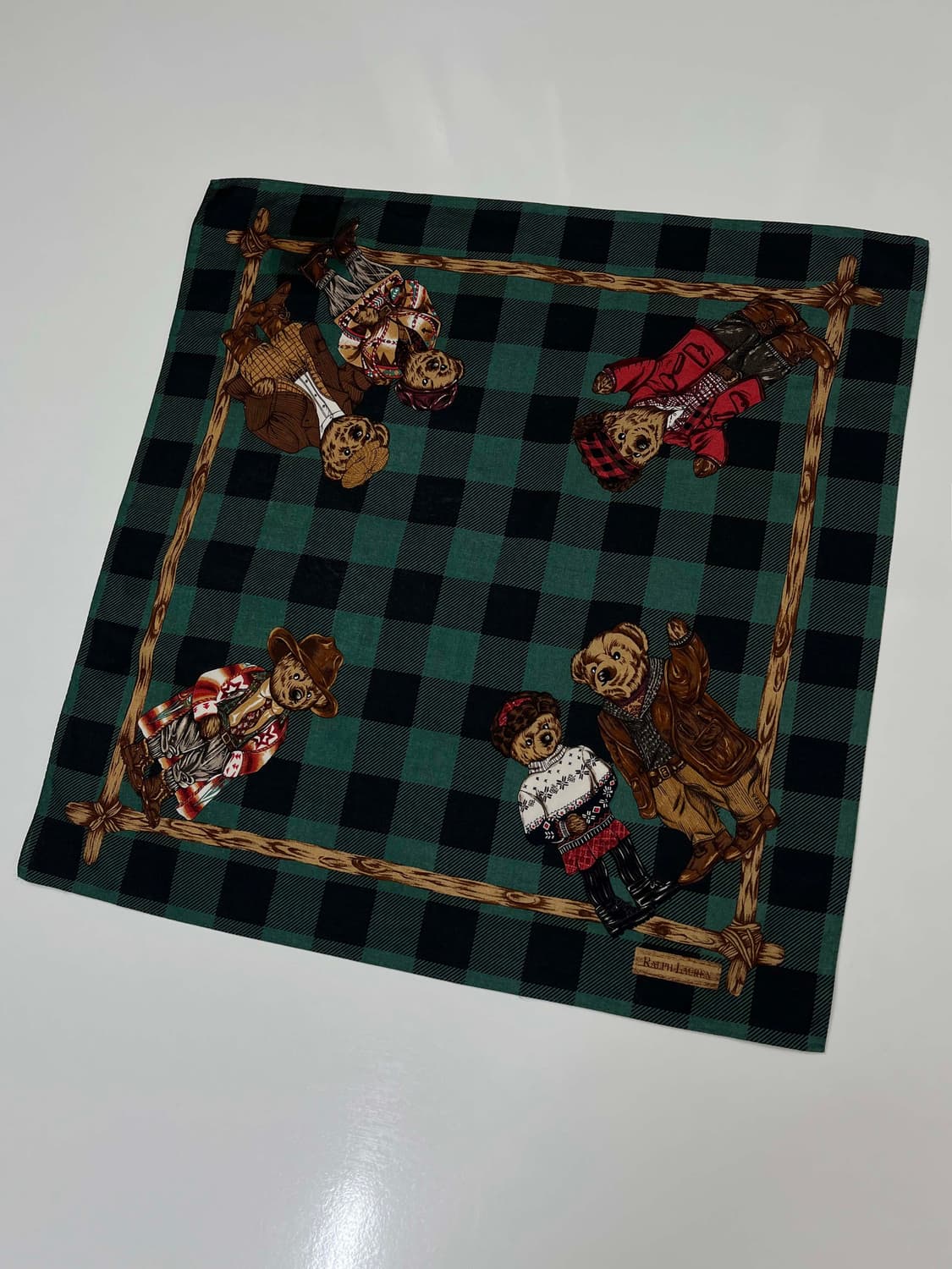 90's 폴로 랄프로렌 블랙와치 패밀리베어 스카프 상품이미지1