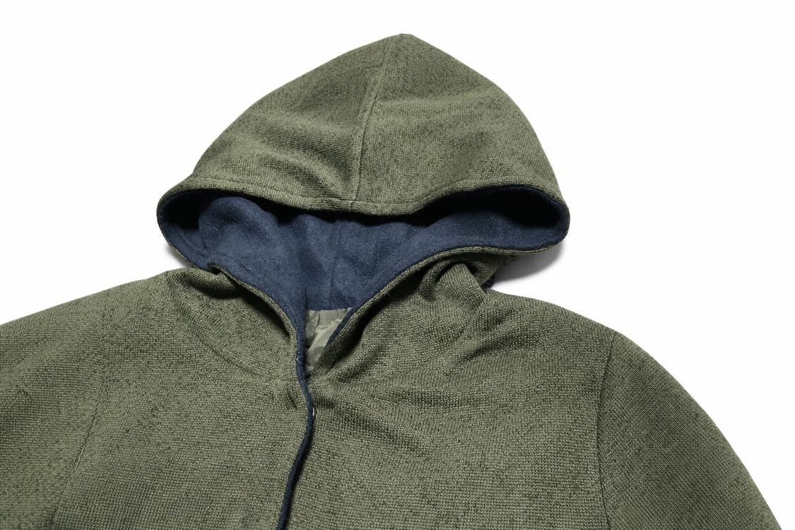 JPN00s 일본 빈티지 Y2K 모리걸 아메카지 니트 원단 후드 하프코트 상품이미지4