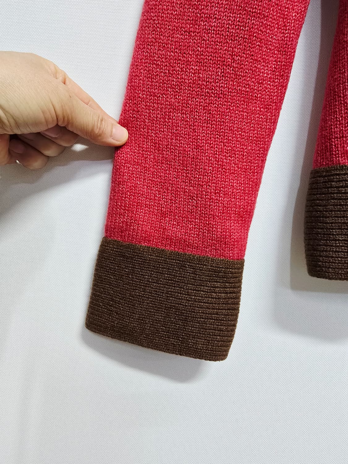 기비  레드 배색 여성 가디건 상품이미지4