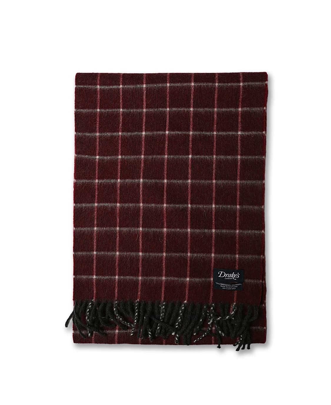 드레익스 [Drake's] 와인 체크 램즈울 앙고라 믹스드 머플러 상품이미지2