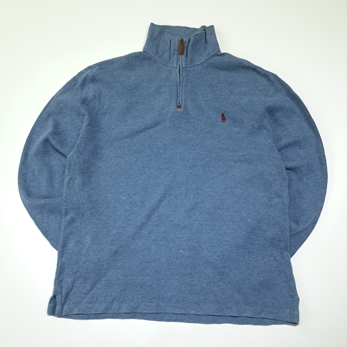 CL786 M 폴로 00s 가죽풀러 라이트블루 하프집업 니트 스웨터 상품이미지1