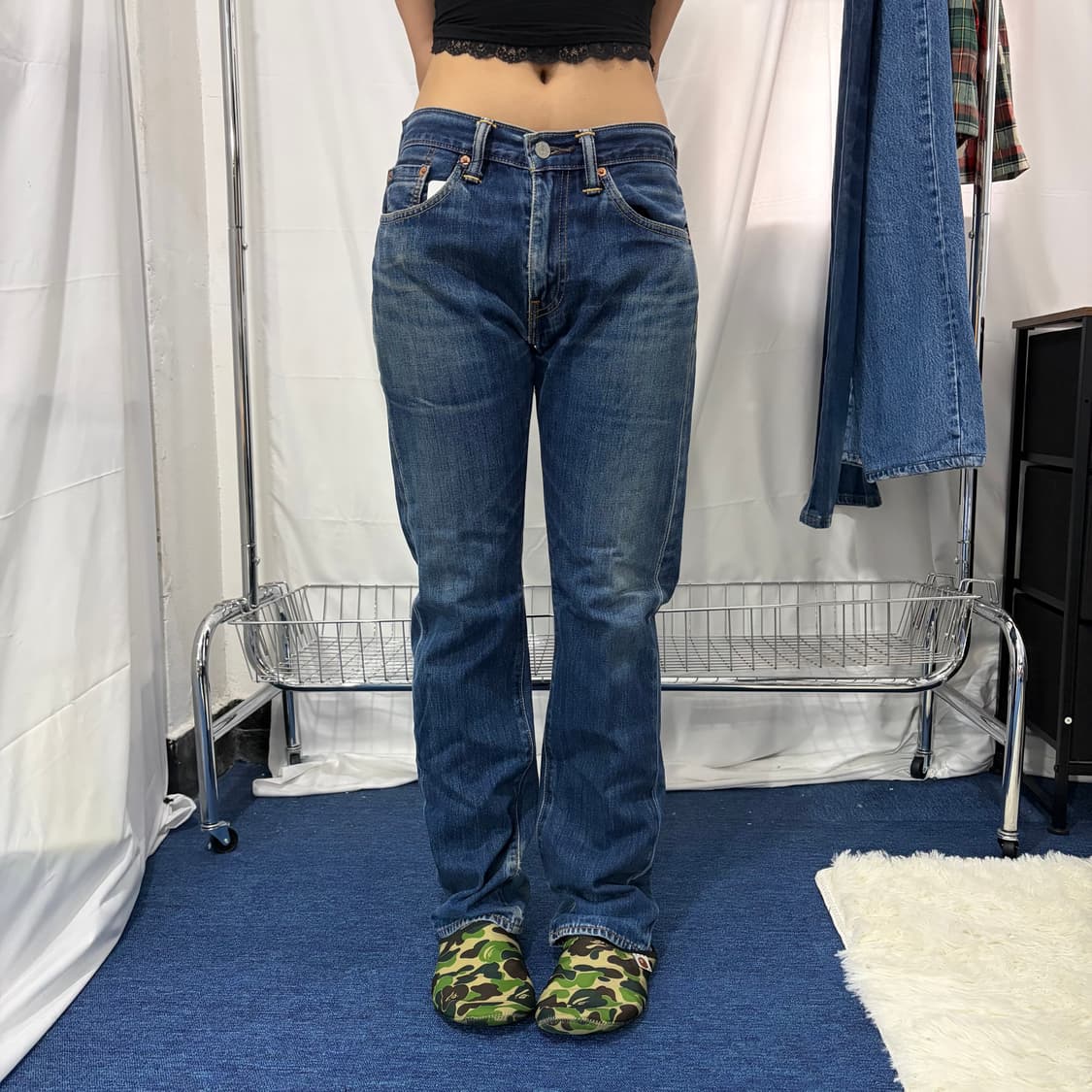 리바이스 505 진청 워싱 데님 팬츠 상품이미지1