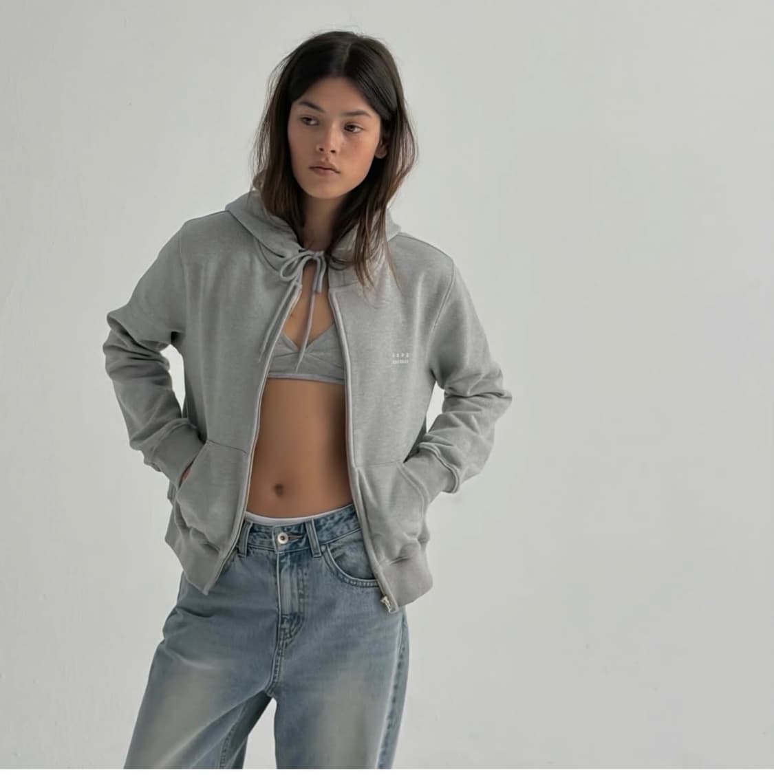 헤이그 에센스 base hoodie zip-up (grey) 상품이미지1
