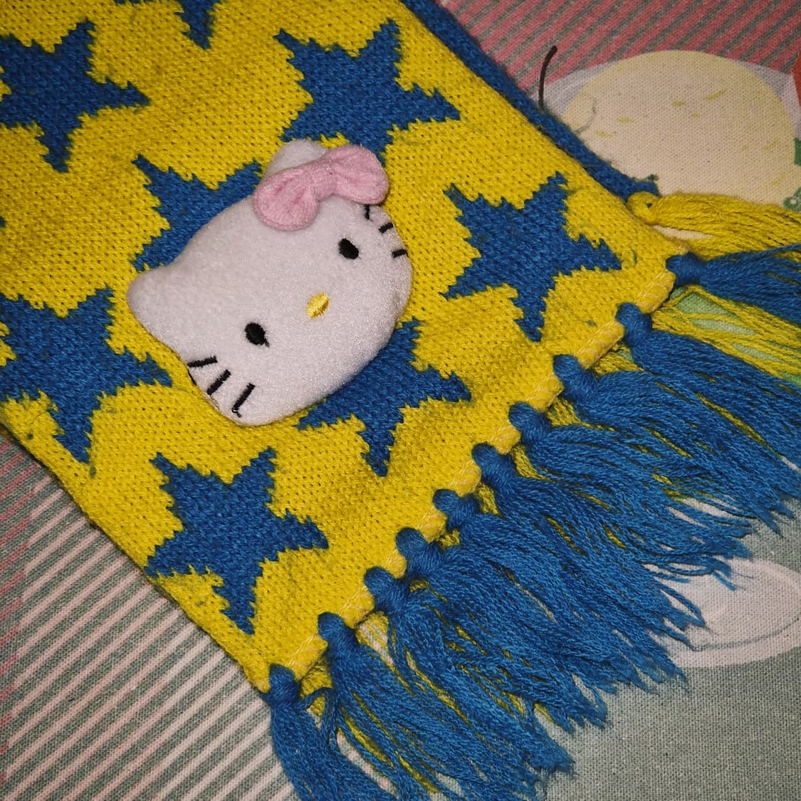 02s 고전 키티 인형 스타 패턴 니트 머플러 상품이미지7